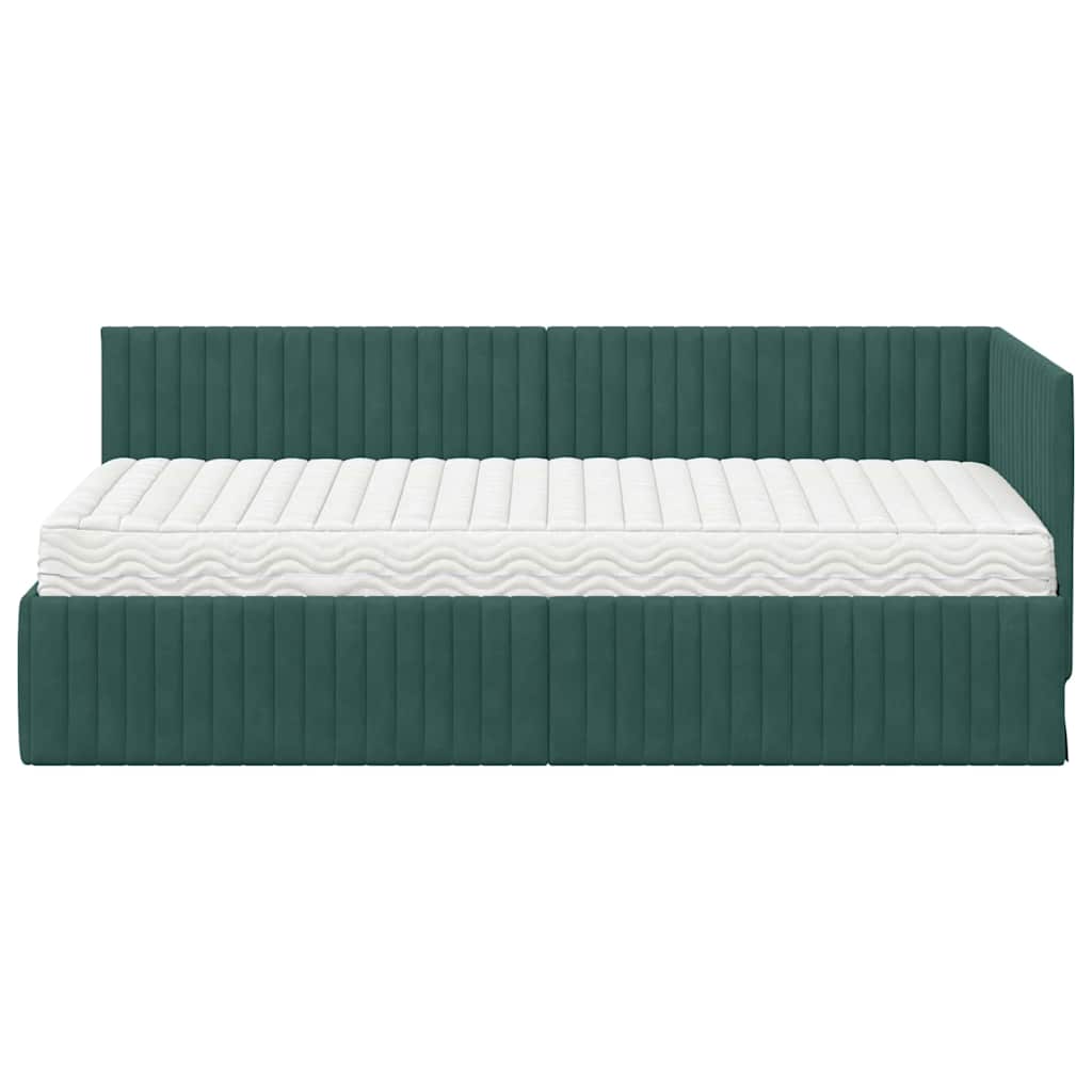 Struttura Letto Angolare con Materasso 2 pcs Verde Velluto