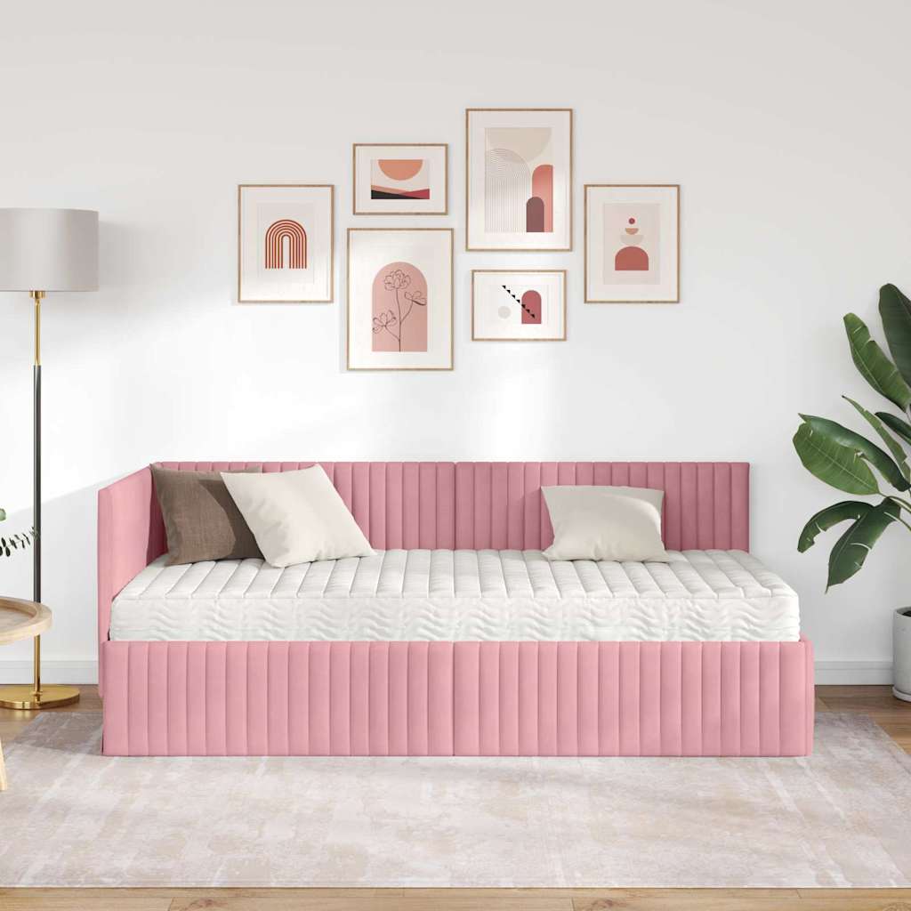 Struttura Letto Angolare con Materasso 2 pcs Grigio Velluto | homemem39