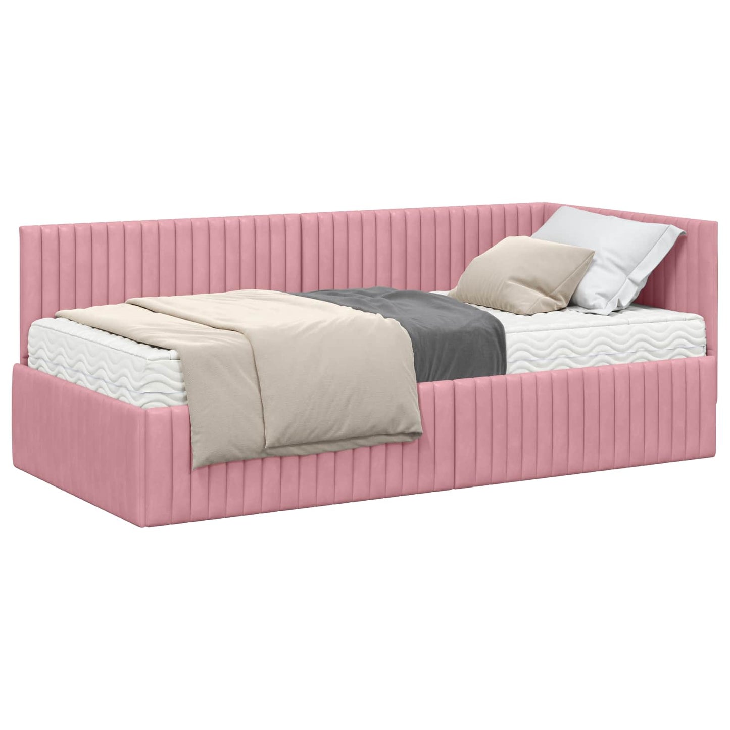 Struttura Letto Angolare con Materasso 2 pcs Grigio Velluto | homemem39