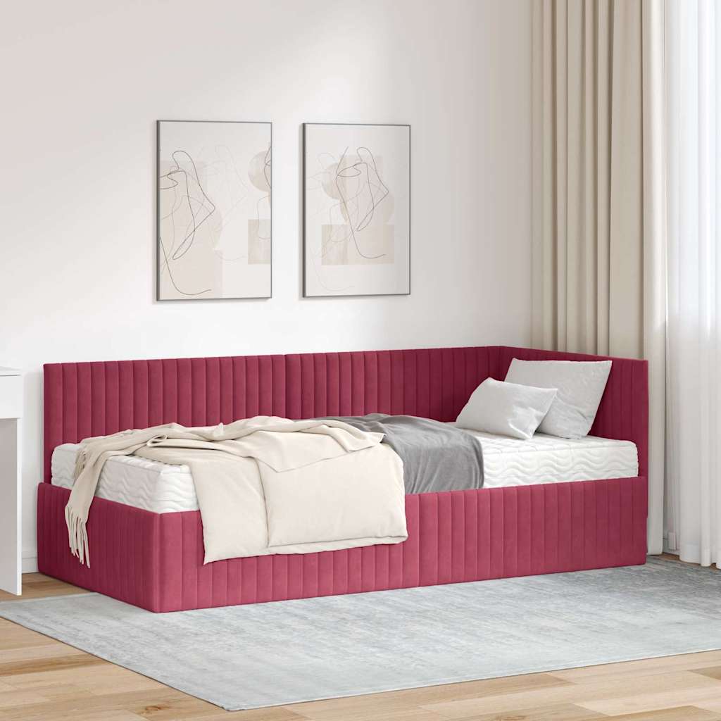 Struttura Letto Angolare con Materasso 2 pcs Verde Velluto