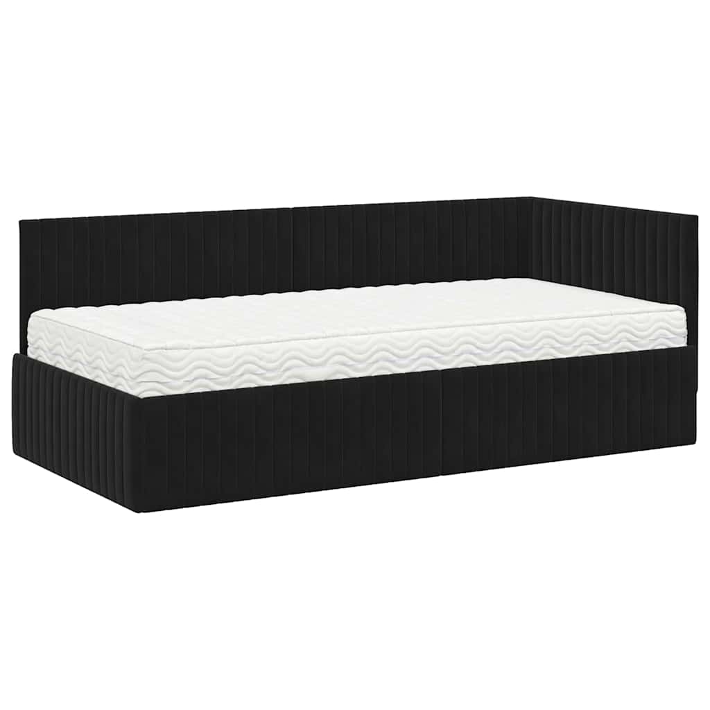 Struttura Letto Angolare con Materasso 2 pcs Nero Velluto