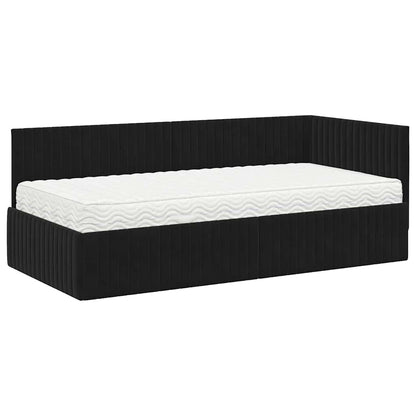 Struttura Letto Angolare con Materasso 2 pcs Nero Velluto