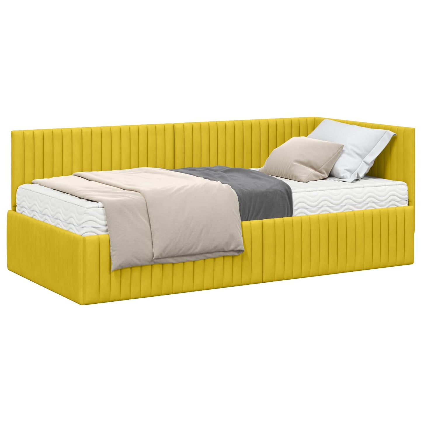 Struttura Letto Angolare con Materasso 2 pcs Giallo Velluto