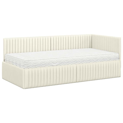 Struttura Letto Angolare con Materasso 2 pcs Crema Velluto | homemem39