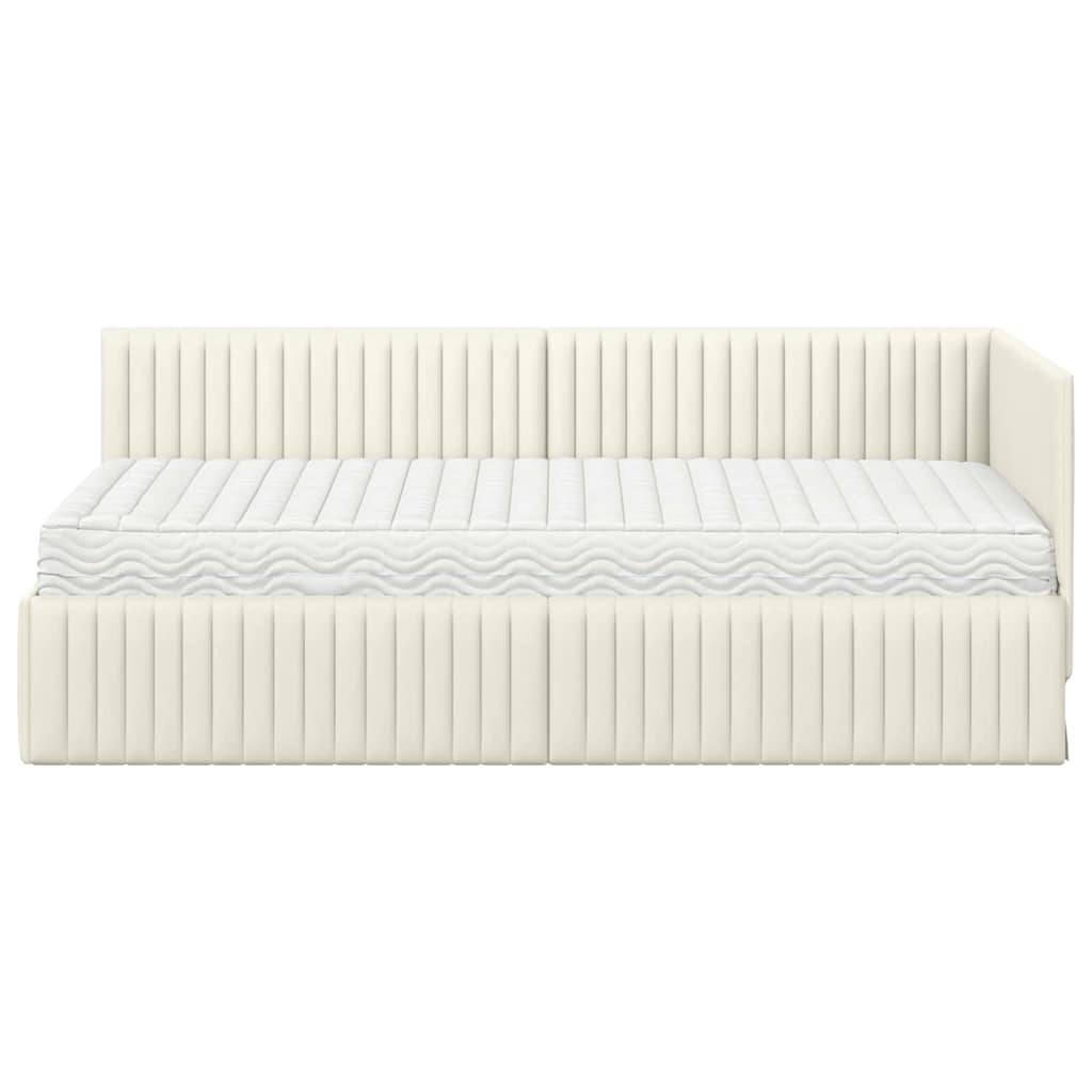 Struttura Letto Angolare con Materasso 2 pcs Crema Velluto | homemem39
