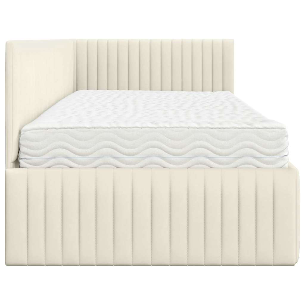 Struttura Letto Angolare con Materasso 2 pcs Crema Velluto | homemem39