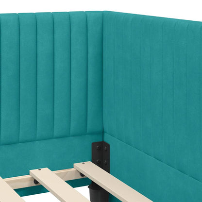 Struttura Letto Angolare con Materasso 2 pcs Turchese Velluto