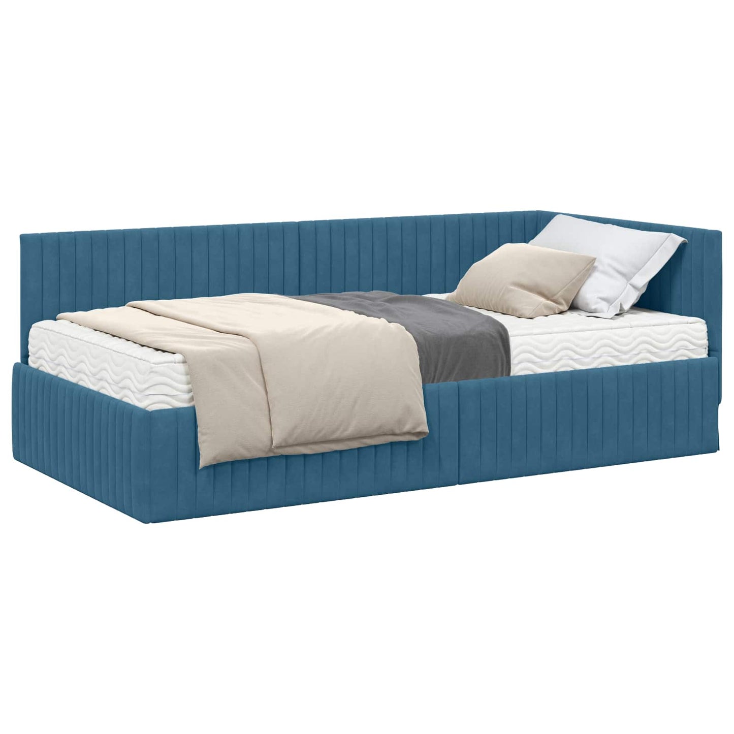 Struttura Letto Angolare con Materasso 2 pcs Blu Velluto