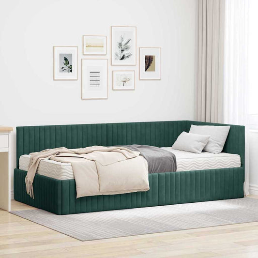 Struttura Letto Angolare con Materasso 2 pcs Verde Velluto