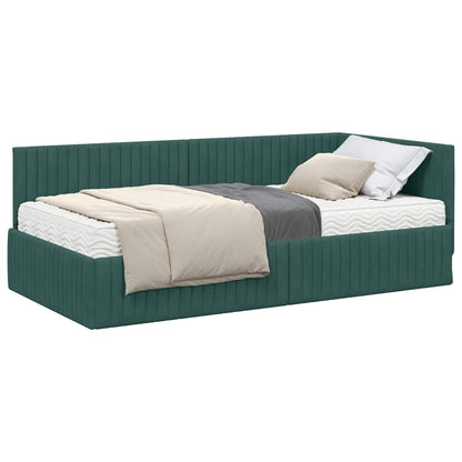 Struttura Letto Angolare con Materasso 2 pcs Verde Velluto