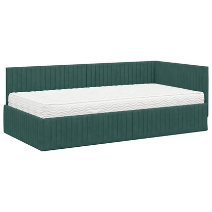 Struttura Letto Angolare con Materasso 2 pcs Verde Velluto