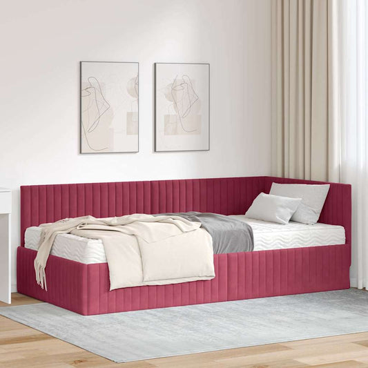Struttura Letto Angolare con Materasso 2 pcs Verde Velluto