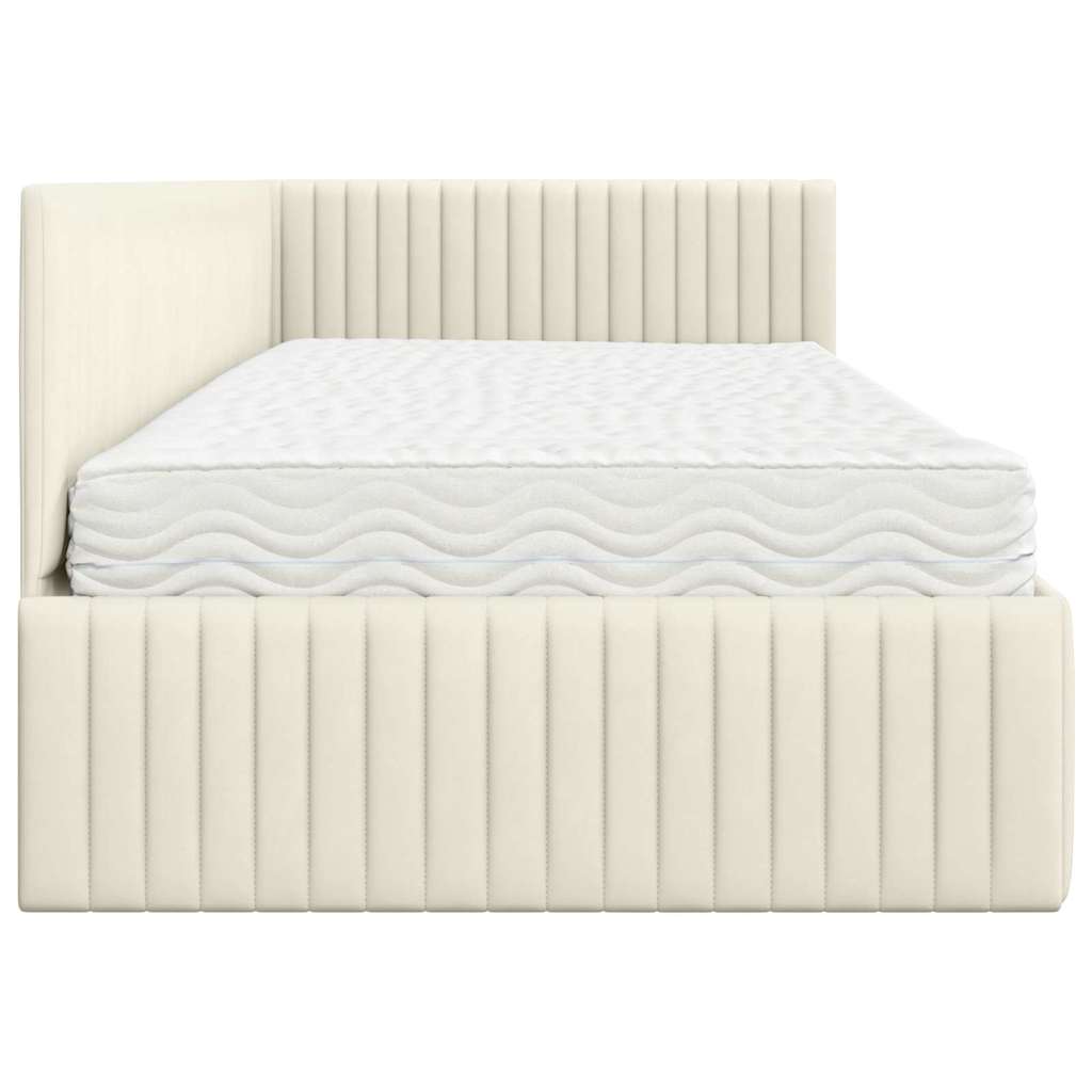 Struttura Letto Angolare con Materasso 2 pcs Crema Velluto | homemem39