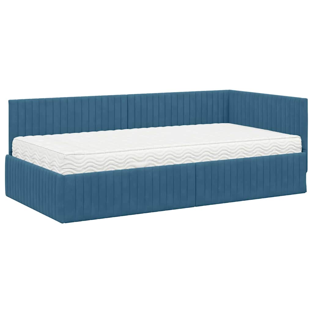 Struttura Letto Angolare con Materasso 2 pcs Blu Velluto