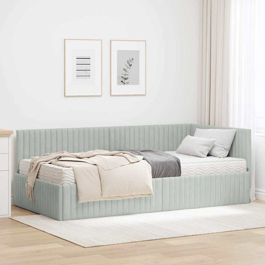 Struttura Letto Angolare con Materasso 2 pcs Grigio chiaro