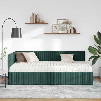 Struttura Letto Angolare con Materasso 2 pcs Verde Velluto