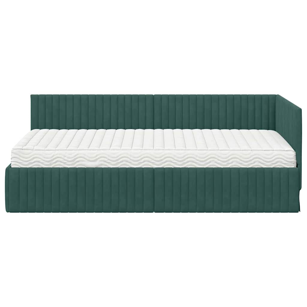 Struttura Letto Angolare con Materasso 2 pcs Verde Velluto