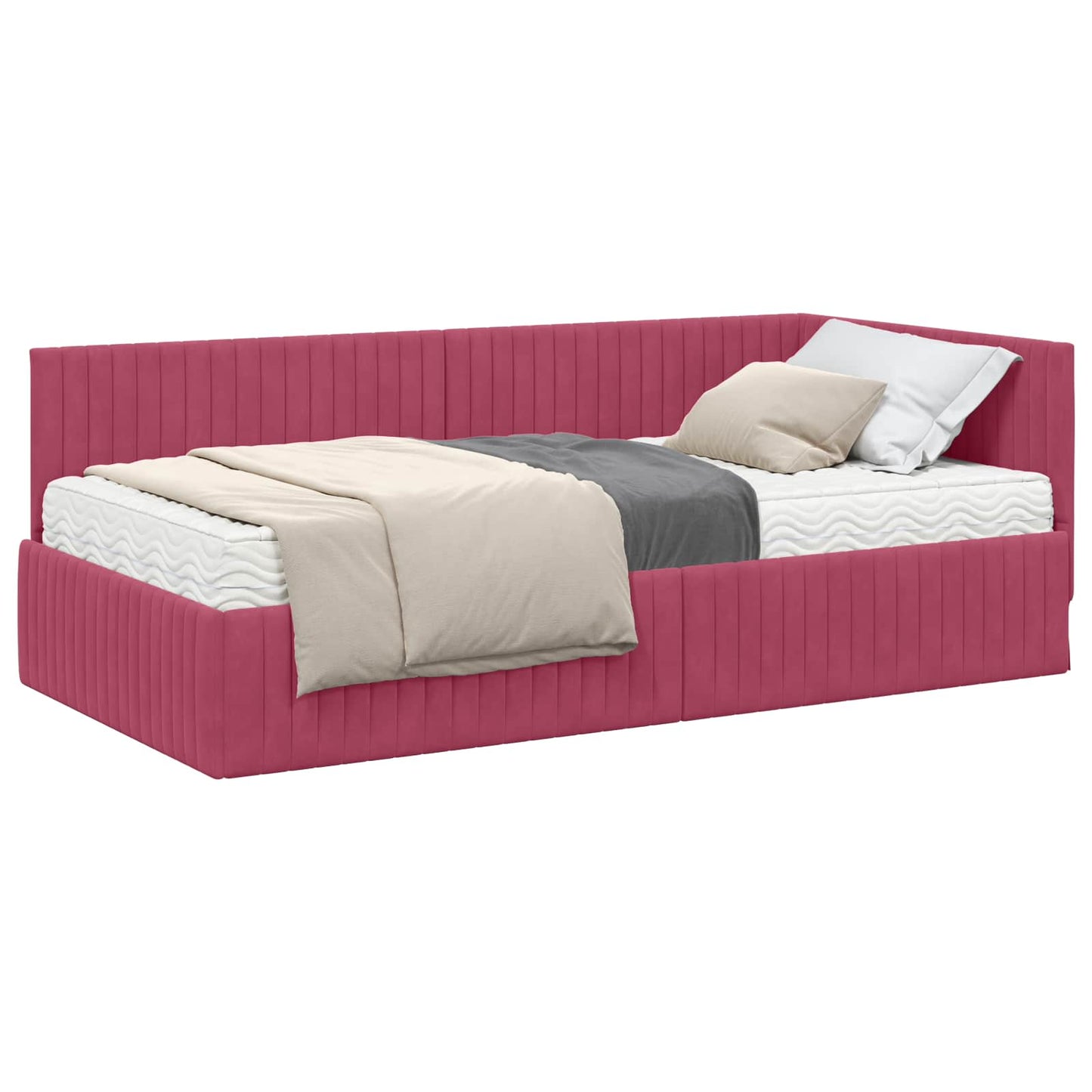 Struttura Letto Angolare con Materasso 2 pcs Verde Velluto