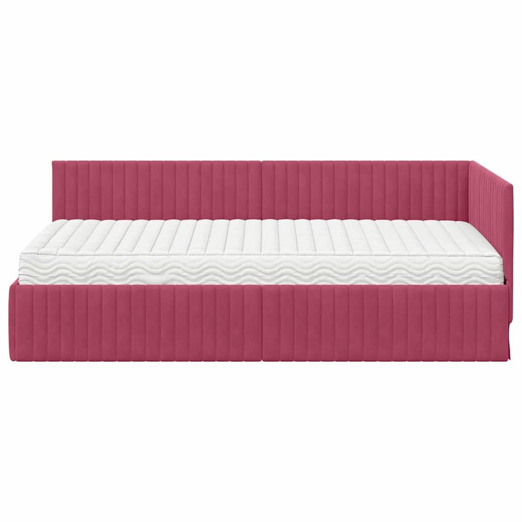Struttura Letto Angolare con Materasso 2 pcs Verde Velluto | homemem39