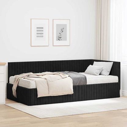 Struttura Letto Angolare con Materasso 2 pcs Nero Velluto | homemem39