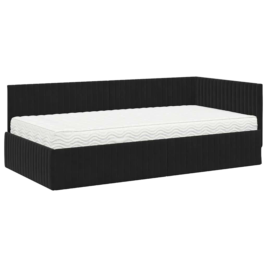 Struttura Letto Angolare con Materasso 2 pcs Nero Velluto | homemem39