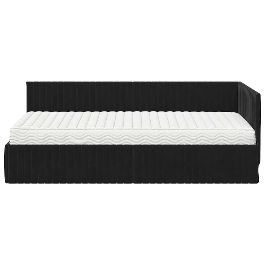 Struttura Letto Angolare con Materasso 2 pcs Nero Velluto | homemem39