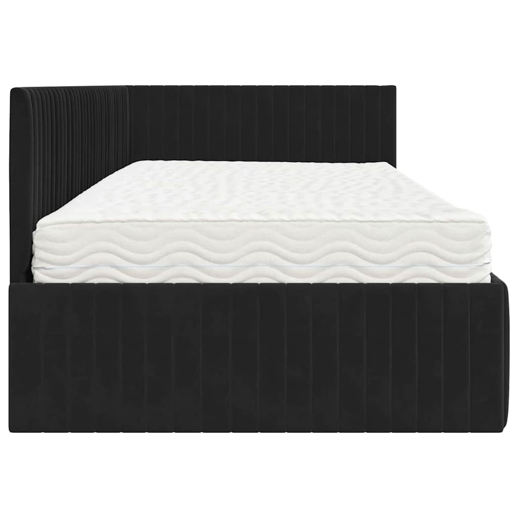 Struttura Letto Angolare con Materasso 2 pcs Nero Velluto | homemem39