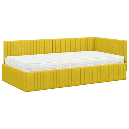 Struttura Letto Angolare con Materasso 2 pcs Giallo Velluto
