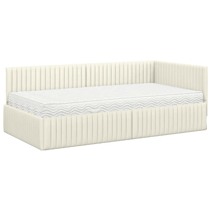Struttura Letto Angolare con Materasso 2 pcs Crema Velluto | homemem39