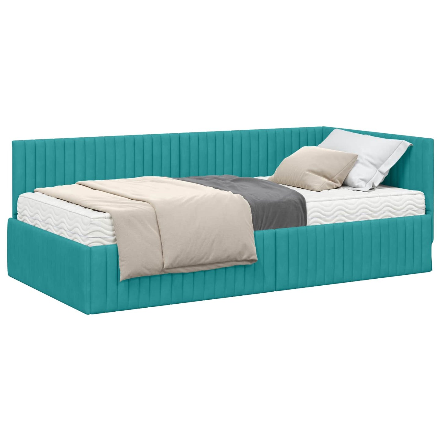 Struttura Letto Angolare con Materasso 2 pcs Turchese Velluto