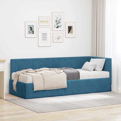 Struttura Letto Angolare con Materasso 2 pcs Blu Velluto | homemem39