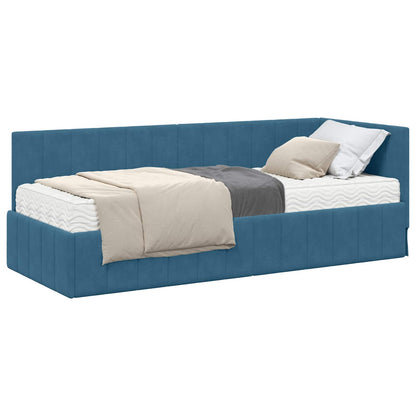 Struttura Letto Angolare con Materasso 2 pcs Blu Velluto | homemem39