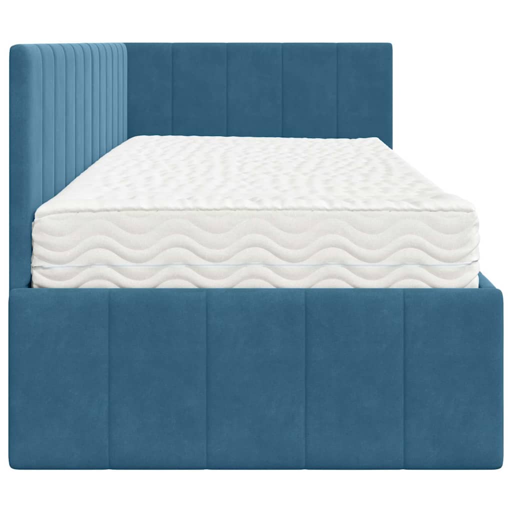 Struttura Letto Angolare con Materasso 2 pcs Blu Velluto | homemem39