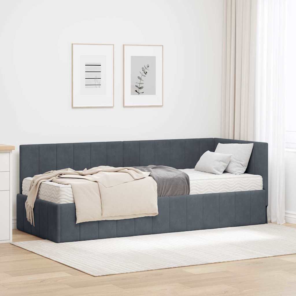 Struttura Letto Angolare con Materasso 2 pcs Grigio Velluto