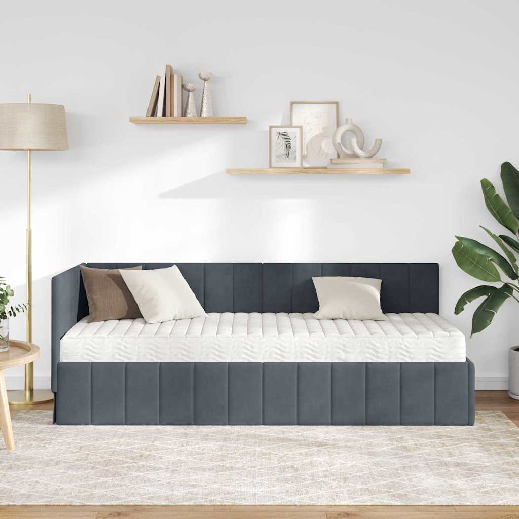 Struttura Letto Angolare con Materasso 2 pcs Grigio Velluto
