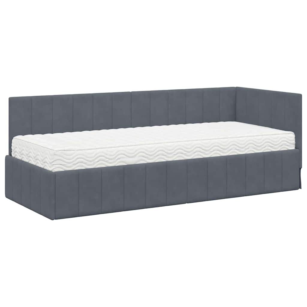 Struttura Letto Angolare con Materasso 2 pcs Grigio Velluto | homemem39
