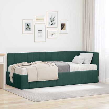 Struttura Letto Angolare con Materasso 2 pcs Verde Velluto | homemem39