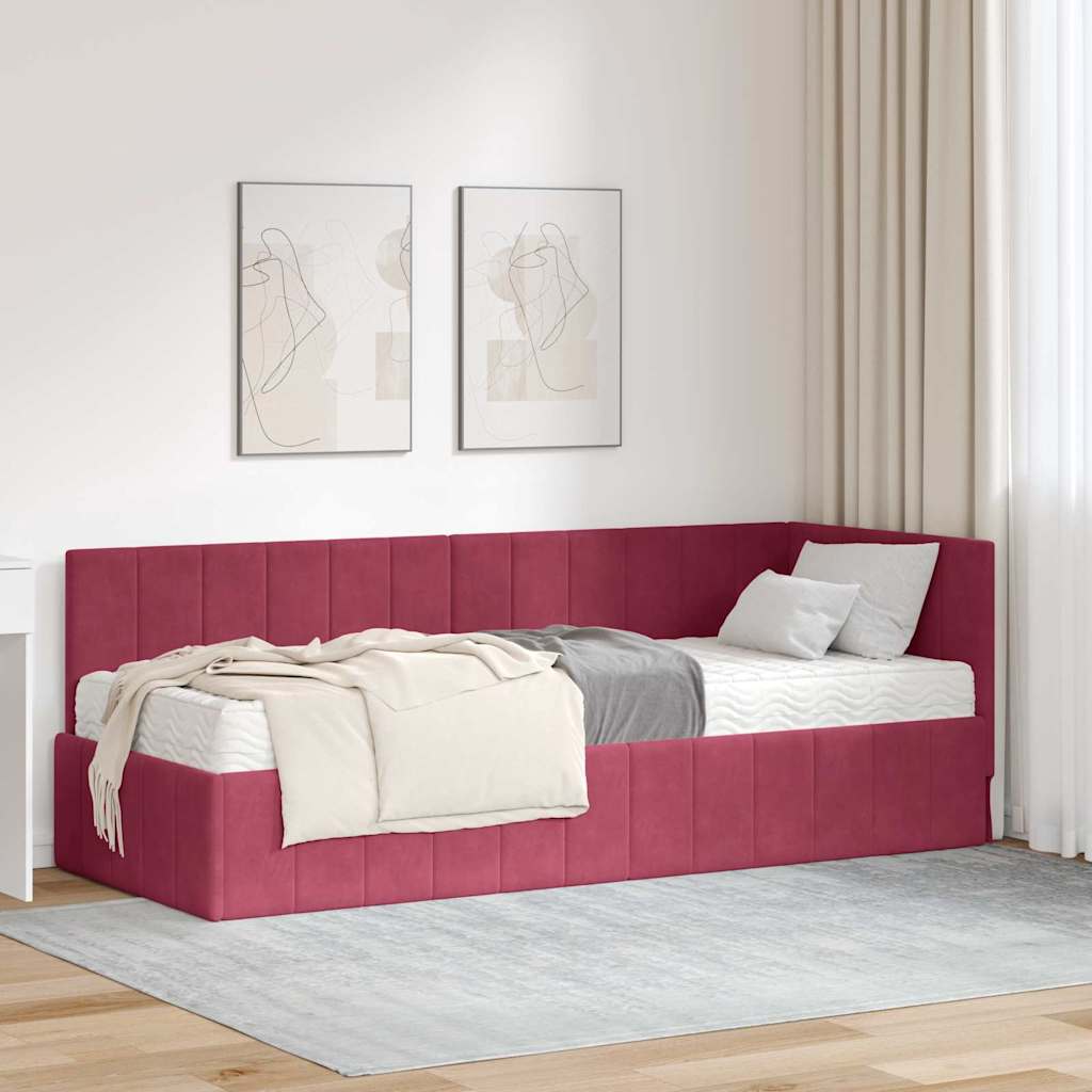Struttura Letto Angolare con Materasso 2 pcs Verde Velluto | homemem39