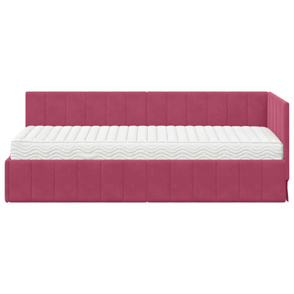 Struttura Letto Angolare con Materasso 2 pcs Verde Velluto | homemem39