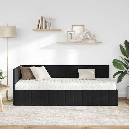 Struttura Letto Angolare con Materasso 2 pcs Nero Velluto | homemem39