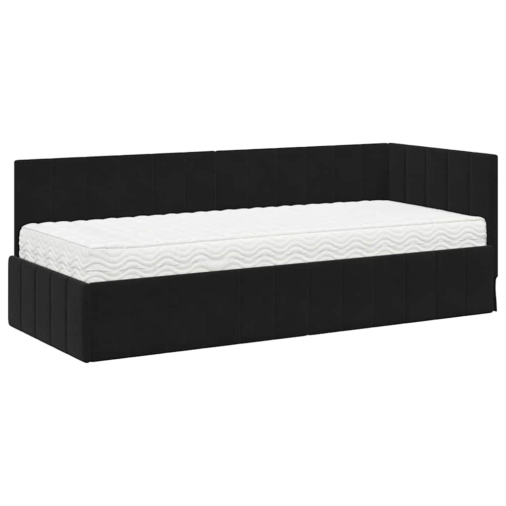 Struttura Letto Angolare con Materasso 2 pcs Nero Velluto | homemem39