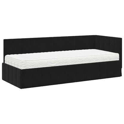 Struttura Letto Angolare con Materasso 2 pcs Nero Velluto | homemem39