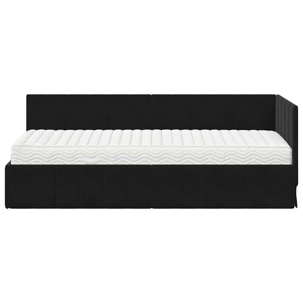 Struttura Letto Angolare con Materasso 2 pcs Nero Velluto | homemem39