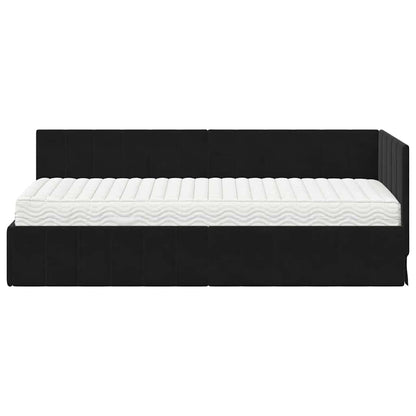 Struttura Letto Angolare con Materasso 2 pcs Nero Velluto | homemem39