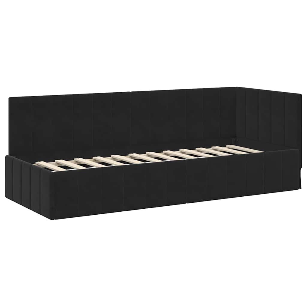 Struttura Letto Angolare con Materasso 2 pcs Nero Velluto | homemem39