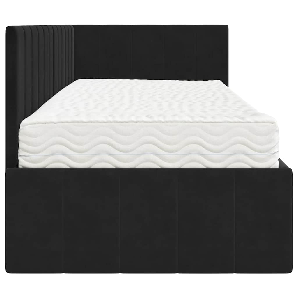 Struttura Letto Angolare con Materasso 2 pcs Nero Velluto | homemem39