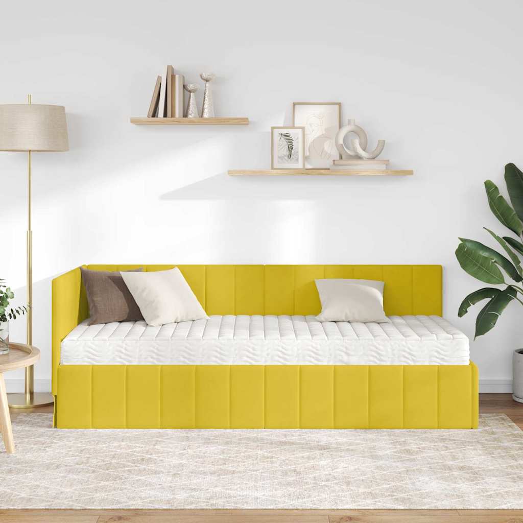 Struttura Letto Angolare con Materasso 2 pcs Giallo Velluto