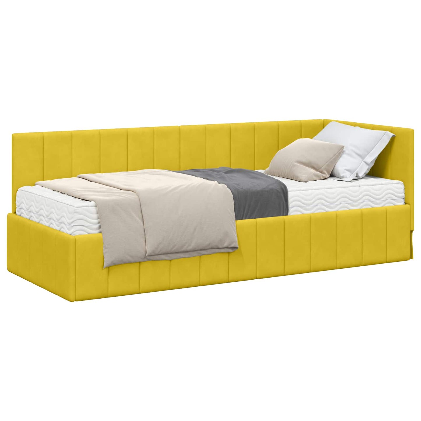 Struttura Letto Angolare con Materasso 2 pcs Giallo Velluto