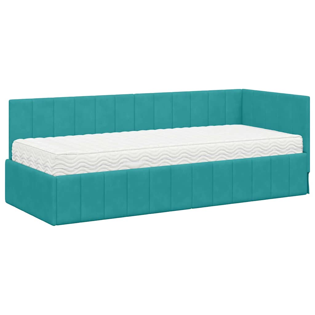 Struttura Letto Angolare con Materasso 2 pcs Turchese Velluto | homemem39