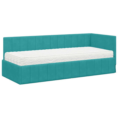 Struttura Letto Angolare con Materasso 2 pcs Turchese Velluto | homemem39